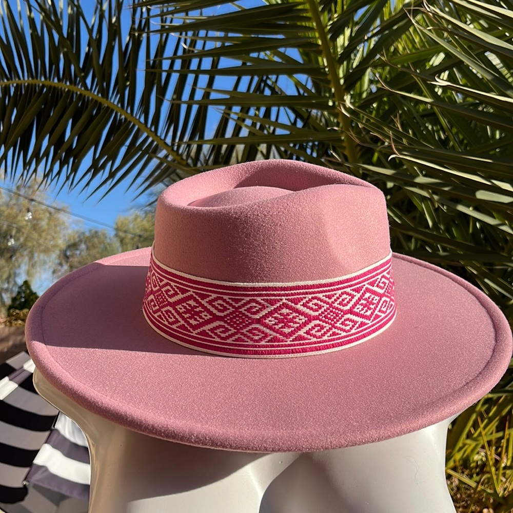 Boho Pretty in Pink Wide Brim Hat